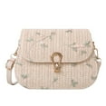 Women Flower Straw Purse Adjustable Strap Bag Female Summer Beach Bag (White) Crossbody Bags for Women